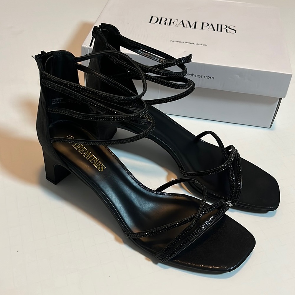 Strappy Dream Pairs Sandal Heels with Glistening Fabric